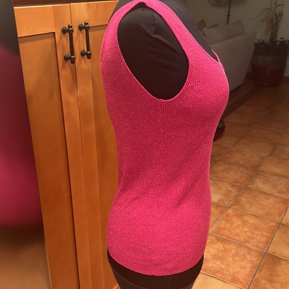 Tank Top- Fucshia - Shiny - Medium - Silk/Viscose/Lurex/Nylon/Spandex - Picture 3 of 6